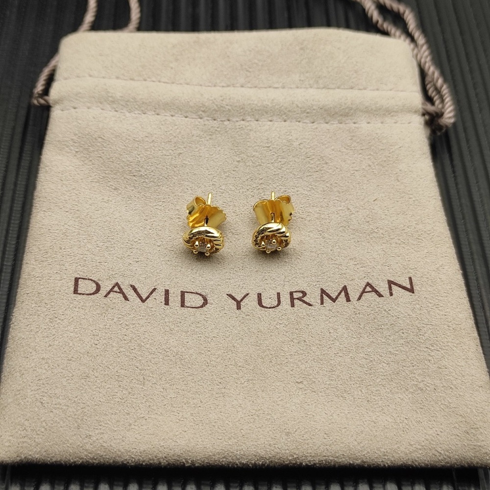 ✨David Yurman Gold Floral Stud Earrings - Polished Yellow Gold